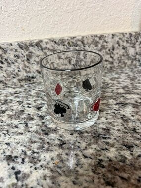 Playing Card Motif Glass Tumbler - Red & Black